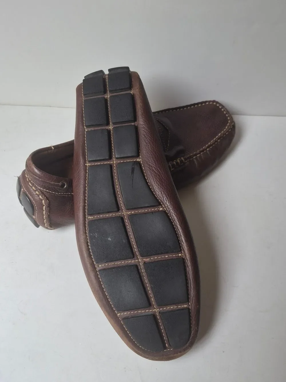 Bass Men's Dark Brown Leather Penny Driving Loafers - 12